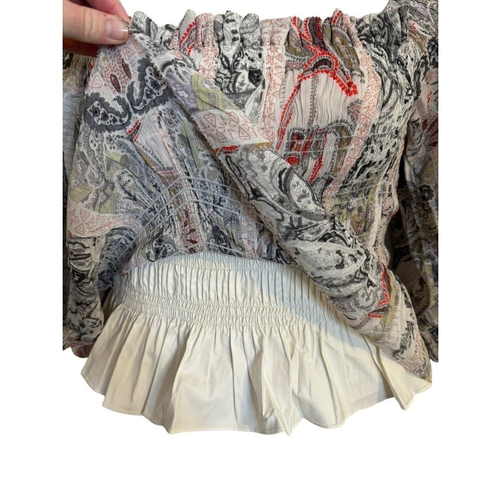 All Saints Lara Makutu Large Soft Pink Size 12 Smocked Cropped $229 - Picture 5 of 12